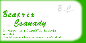 beatrix csanady business card